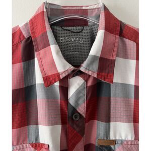 ORVIS Short Sleeve Button‎ Down Shirt Plaid Lightweight Mens Med Red Gray White